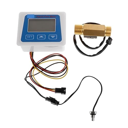 Flow Meter,Liquid Flowmeter, Digital Flow Meter Water Flowmeter, Temperature Time Record with G1/2 Flow Sensor Accurate Measurement and Wide Application