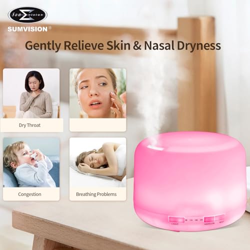 SUMVISION Diffuser Humidifier For Bedroom Electric Diffusers For Home Office 500ml Essential Oil LED Night Remote Control Leak Proof Auto Shutoff Aromatherapy BPA FREE (UK DESIGN FREE UK TECH SUPPORT) - Image 5