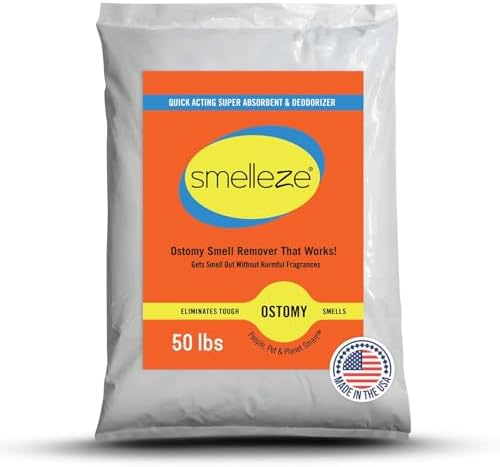 SMELLEZE Ostomy Bag Smell Removal Deodorizer & Solidifier - 50 lb. Bottle