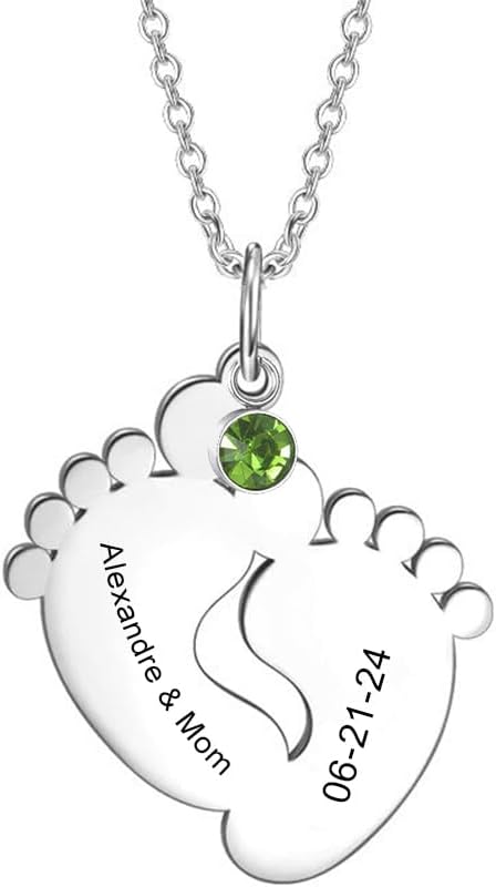 Personalized Birthstone Necklace for New Mom Necklace with Kids Names Mothers Day Gifts for Mom Necklace Baby Feet Expecting Mom Necklace Pregnancy Gift for First Time Mommy to be Necklace for 1st Time Mom