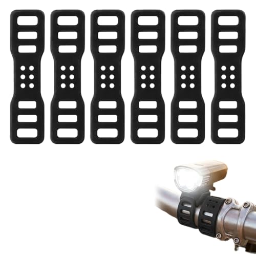 6 Bandes de Silicone pour Vélo, sangle porte velo, Anneaux Élastiques Caoutchouc pour Phares, Lampes de Poche, Téléphones et Accessoires, Compatible avec Tous Types de Vélos
