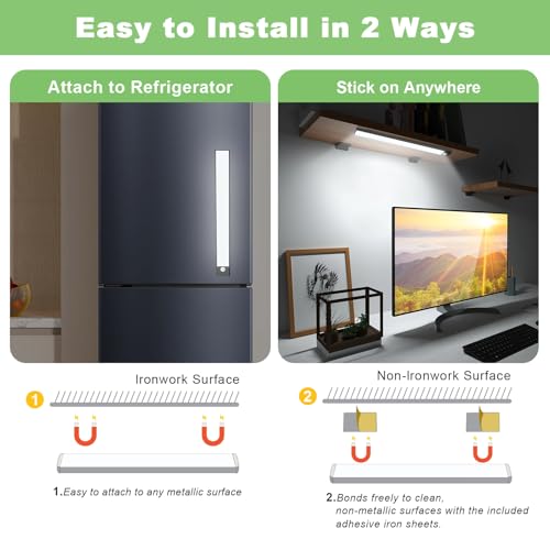 Image of 3 Color Tempers Dimmable Under Cabinet Lights Wireless[2 Pack], Rechargeable LED Motion Sensor Lighting Indoor, Magnetic Closet Lights (Black-2 Pack-2500mAh)