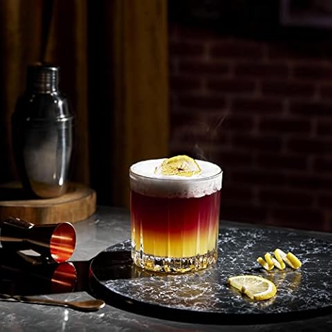 LEMONSODA High-end Double Rock Old Fashioned Whiskey Glasses - Set of 6 Cocktail Glasses for Scotch, Whiskey, Bourbon and Cognac - For Gifts, Parties, Cocktails (12 fl. oz.) (Lines) Cover