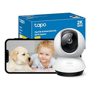 Tapo 2K QHD Indoor Camera , Pan/Tilt WiFi Security Camera, AI Detection CCTV Camera,360° Visual Coverage,Night Vision,Customizable privacy Mode,Cloud &Local Storage,Works with Alexa&Google (Tapo C220)