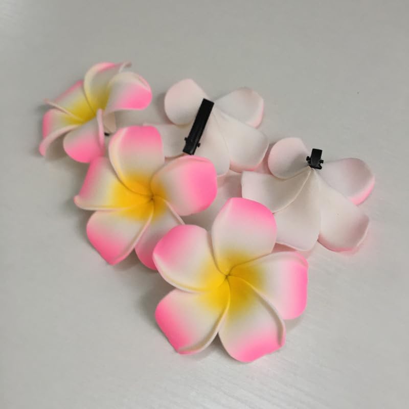 10Pcs Multicolor Hawaii Plumeria Flower Clips Hawaiian Flower Hair Barrettes Beach Party Hair Clips Artificial Tropical Flowers Hairpins for Wedding Hair Accessories Clips(7cm) - Image 4
