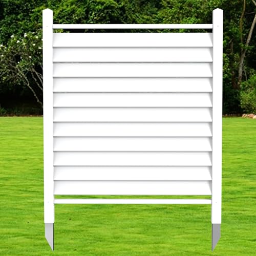 Qikdesign 36' W X 45' H Reinforced White Vinyl Privacy Fence, Double Windproof Air Conditioner Fence Trash Can Fence, Louvered Vinyl Screen Panel Kit (1 Panels)