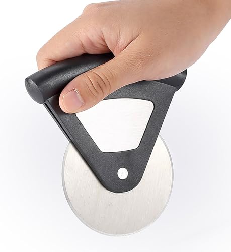 Wheel Pizza Cutter, 4.3 Inch Stainless Steel Round Pizza Knife Sharp Blade with Rubber Handle for Pizza Cutting (1)
