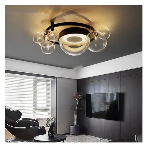 Luz de techo Led moderna de cristal con burbujas, lámpara de techo Compatible with salón, hierro negro, diseño creativo, lámpara de techo colgante redonda,para Loft Restaurante