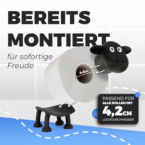 LAYERSMITH® Schaf Toilettenpapierhalter [DAS ORIGINAL] 1 Stück für 42mm Rollen - Perfekt als Deko für Toilettenpapier, Klorollenhalter, Klopapierhalter oder als Geschenk