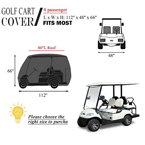 moveland 4 Passenger Golf Cart Cover Outdoor Accessories|Waterproof Dust, Extra PVC Coating Custom Cart Cover Compatible with EZ GO, Club Car, Yamaha(Black) - Thumbnail 5