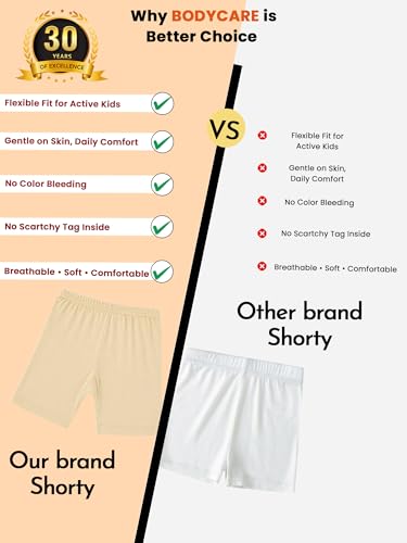 Image of BODYCARE Girls Cycling Shorts | 100% Cotton Stylish, Comfortable & Durable Shorts for Girls | Pack of 3 (Color & Print May Vary)