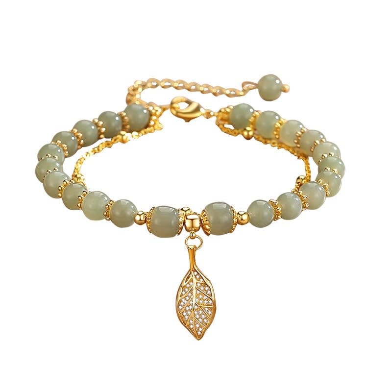 Bracelet en jade et or 14K avec cloche à porter au quotidien pour un style bohème chic