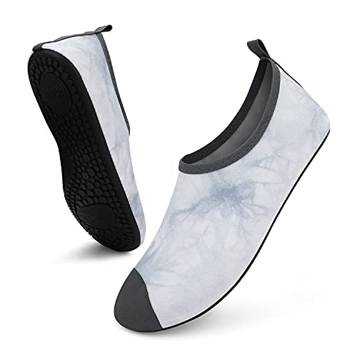 SOVIKER Mens Womens Outdoor Water Shoes Barefoot Quick-Dry Slip-on Aqua for Beach Swim Surf Yoga Exercise Tiedye/Darkgrey 42/43