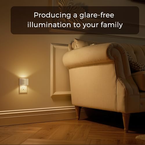 Image of L LOHAS LED Night Lights Plug into Wall with 3CCT Adjustable (1600K /3000K /5000K), 1W Nightlight Plug in wall, Built in Dusk to Dawn Sensor, 2 Pack, White Housing