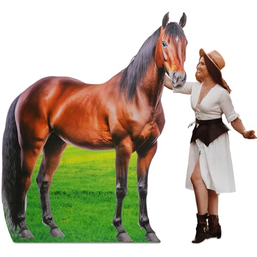 Image of Marsui 6.3 ft Horse Cardboard Cutout Horse Racing Party Decorations Derby Day Decor Stand up Life Size Western Party Photo Booth Props for Derby Day Rodeo Farm Theme Events Supplies Decor