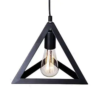 CL's AC110V E26/E27 Single Head Vintage Black Metal Triangle Shape Hanging Light Pendant Ceiling Light Lamp/Ceiling Light Decoration/Ceiling Light Hanging for Dinning Room .(Blub not inculde