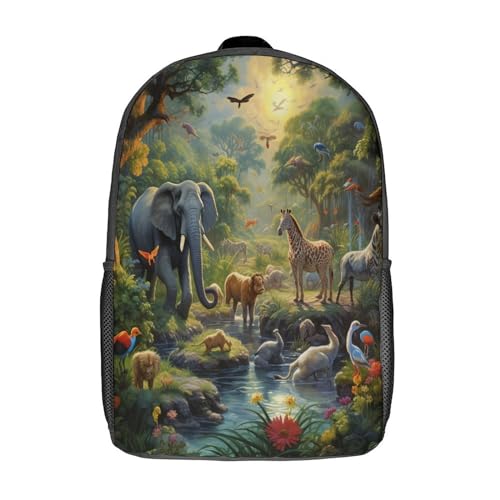 Sac à dos enfants jungle 3D 17" pour garçons de la maternelle à l'école primaire