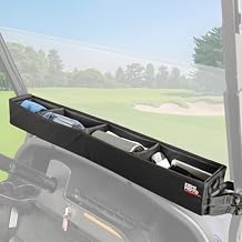 KEMIMOTO Golf Cart Inner Front Storage Basket No Drilling Golf Cart Organizer Foldable Universal Compatible with EZGO Drive Club Car Kandi Electric Golf Carts, 1680D Golf Cart Caddy Organizer, Black