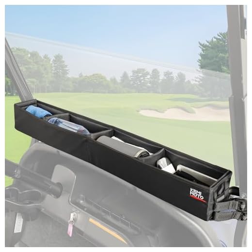 kemimoto Golf Cart Inner Front Storage Basket No Drilling Golf Cart Organizer Foldable Universal Compatible with EZGO, Drive, ICON, Club Car, 1680D Golf Cart Caddy Organizer, Black