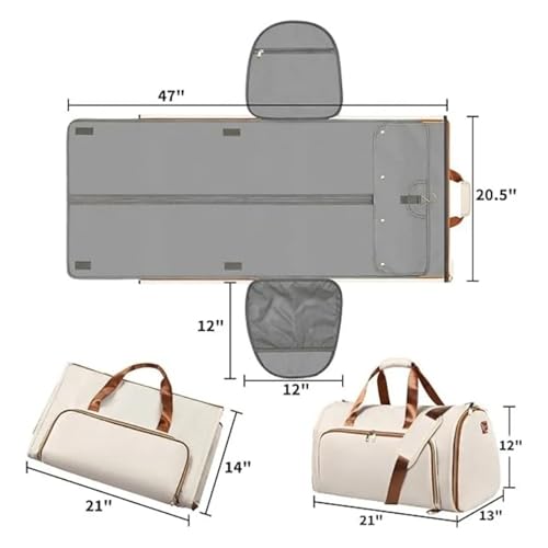 Travel Suit Bag Convertible Garment Bag Wearable Folding Storage Hanging Clothes(BEIGE)3