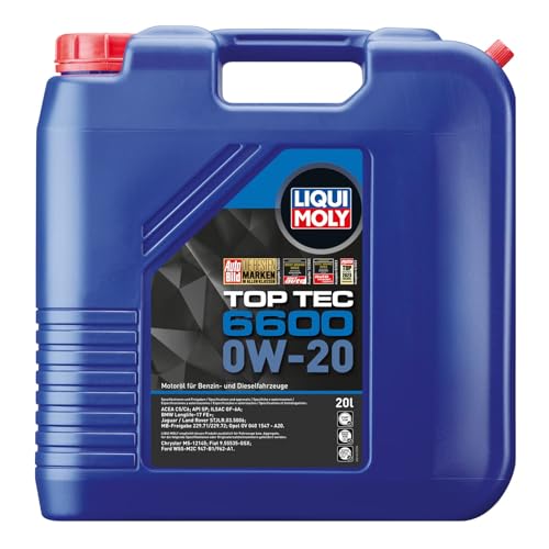 1x 20L Liqui Moly Motoröl Top Tec 6600 0W-20 passend für Acea C5/C6 Api Sq