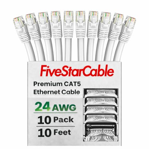 FiveStarCable 10-Pack Snagless Short Cat5e 10ft