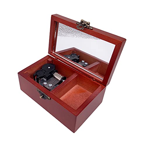 Youtang Bijoux Boîte à musique avec miroir Boîte à musique en bois sculpté Boîte-cadeau à remonter (Mélodie : Chant des tempêtes d'Ocarina of Time, mouvement en argent) – vue 8