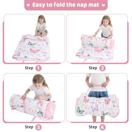Image of Lasoftan Toddler Nap Mat with Pillow and Blanket, Extra Large Rolled Napping Mats,Slumber Bags for Boys Girls,Kids Sleeping Bag for Daycare, Preschool Travel Camping
