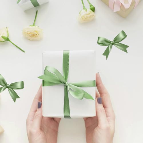 G2PLUS Sage Green Satin Ribbons, 10mm Gift Wrap Ribbon, 22M Ribbons for Gift Wrapping, Christmas Day Decorative Ribbon, Thick Fabric Ribbon, Gift Wrapping Ribbon for Crafting, Wedding Party Deco - Image 3