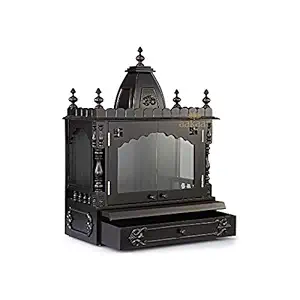 aakaar Idols & Temples - Best Wooden Puja Mandir for Home with Glass Doors for Wall Mounting (21 VC WD)