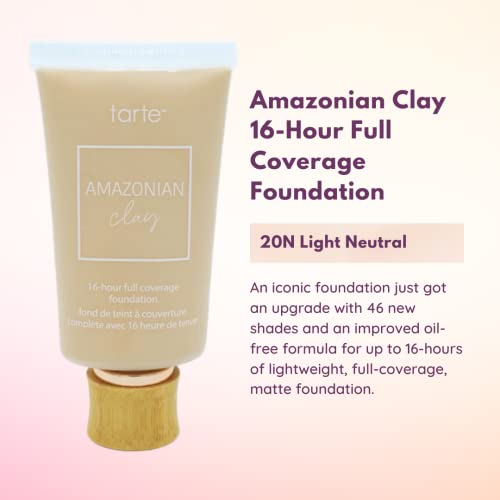 Tarte Amazonian Clay Foundation 20N for Light Neutral Skin - 16-Hour Coverage, Simplified for All Users