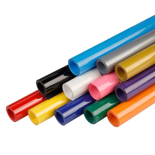 FUNKAKA Heat Transfer HTV Vinyl Bundle, 12 Rolls 12" x 3ft Iron On Vinyl for T-Shirt 12 Assorted Colors Glossy Adhesive HTV Vinyl for All Cutter Machines Easy to Cut