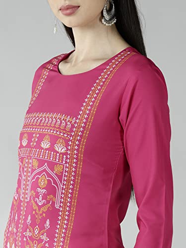 Image of Vaamsi Women's Crepe Straight Kurta (VPK1779E M Pink)