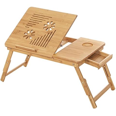 SONGMICS Laptoptisch Notebooktisch Betttisch Lapdesks für Lesen oder Frühstücks und Zeichentisch Laptops höhenverstellbar Faltbare 55 x 35 x 29 cm LLD002 Cover