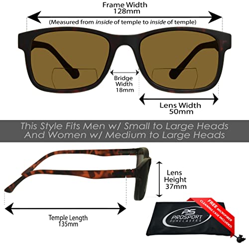 proSPORT Polarized Bifocal Brown Sunglasses+3.00 Readers with Magnetic Easy on and off Clip-on for Men and Women2