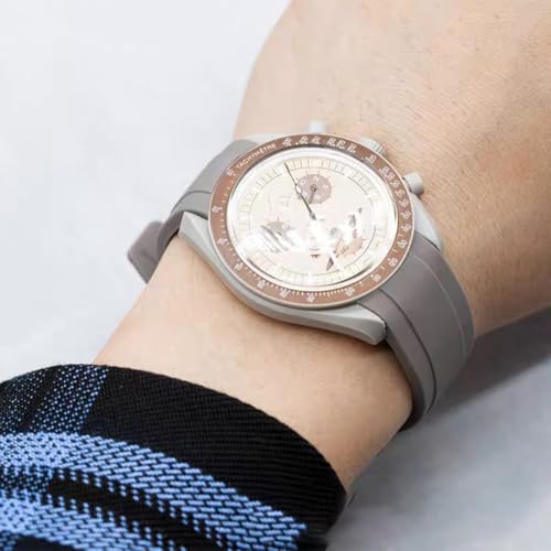 Image of Bands for MoonSwatch Watch,Curved end No Gap,Premium Silicone Rubber Watch Strap for Omega X Swatch Moonswatch Speedmaster /Rolex /SEIKO 20mm 22mm Watch Strap Replacement Band for Men Women