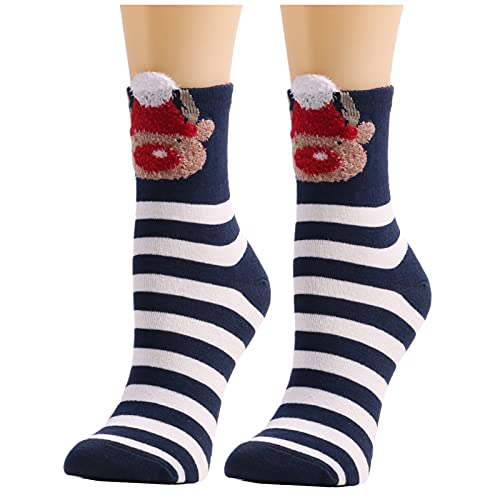 Generisch Calcetines cálidos para mujer, con estampado navideño, supersuaves, cálidos, para secadora, azul, Talla única