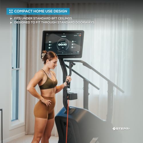Image of STEPR+ Stair Master with 27 inch Touchscreen with Streaming Platforms | For Home Use, 140 SPM, 5.2 inch Step Height, 375 lb Capacity Stair Stepper Machine