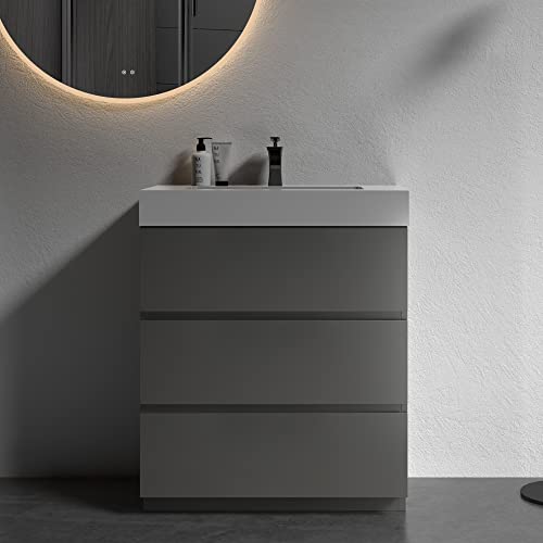 Bluhouzz Alice 30 Inch Bathroom Vanity With Sink, Large Storage Small Bathroom Vanity For Modern Bathroom, One-Piece Sink Basin Minimalist Bathroom Sink Cabinet #TOP6