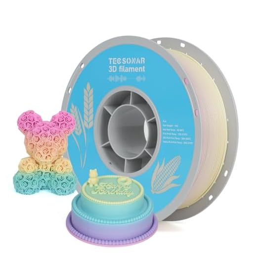 TECSONAR TECSONAR Matte Gradient PLA 3D Printer Filament 1.75mm, Matte Rainbow PLA 1kg Spool (2.2lbs), Dimensional Accuracy +/- 0.02 mm,Lollipop Color
