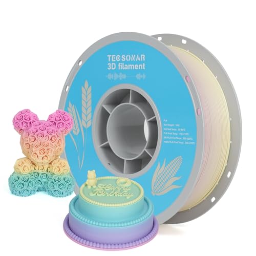 Image of TECSONAR Matte Gradient PLA 3D Printer Filament 1.75mm, Matte Rainbow PLA 1kg Spool (2.2lbs), Dimensional Accuracy + /- 0.02 mm,Lollipop Color