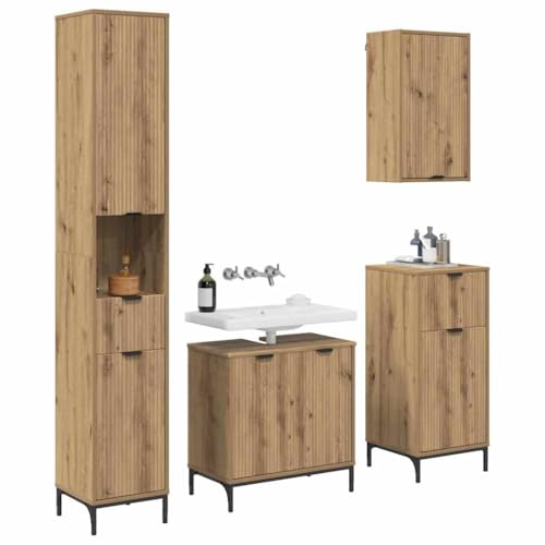 Mobiliario de baño en roble artesanal marrón con diseño robusto 4