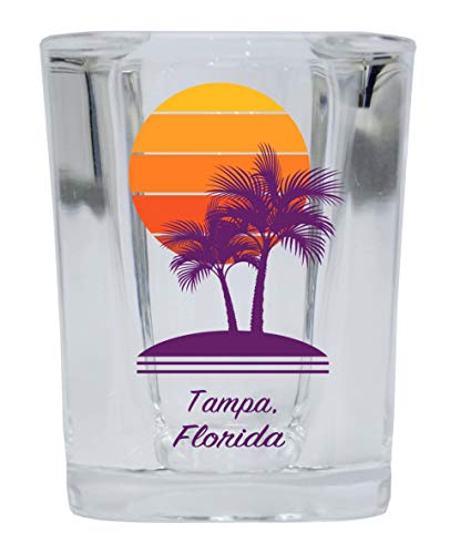 Tampa Florida Souvenir 2 Ounce Square Shot Glass Palm Design