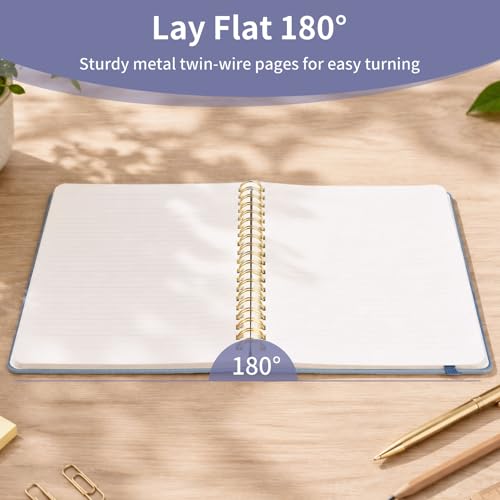 Image of Spiral Notebook - 7.24 inch x 10 inch College Ruled Journal with Inner Pockets and 180 Pages, PU Leather Cover Business Journal, Twin-Wire Binding Notebook Perfect for Office & Home School Supplies Violet