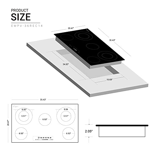 Empava Electric Cooktop Drop in Radiant Stove 5 Burners with Dual