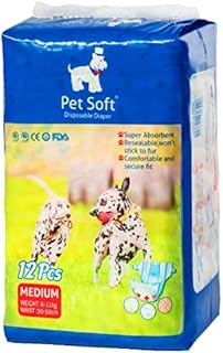 Pet Soft Disposable Dog Puppy Nappies Female Medium 12 Count - Super Absorbent Dog Doggy Cat Diapers