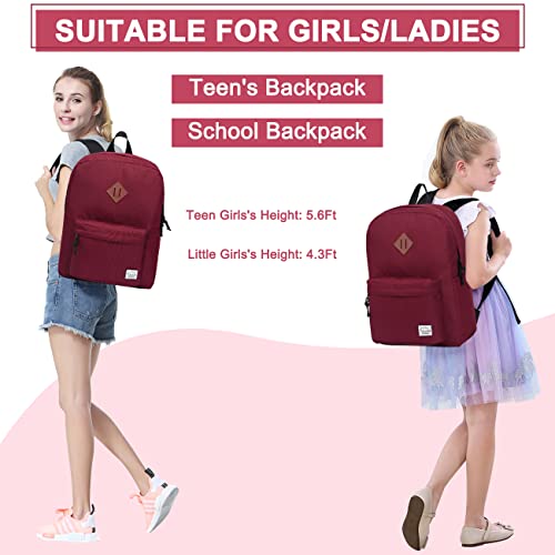 Vaschy Lightweight Backpack,20 Liters Classic Waterproof Collapsible Daypack For Sports And Traveling,Teenagers School Book Bag With Bottle Side Pockets Burgundy #TOP5