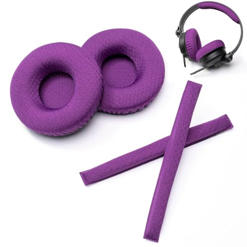 Image of Rainbow Color Ear Pads Headband Cushion Kits Compatible with Sennheiser HD25 HD250BT HD25-ll HD25S Il HMD25 Headphone Foam Covers (PurplePolyester Sets)