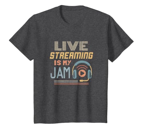 Live Streaming - Funny Web Streamer T-Shirt, Youth, Dark Heather Grey, Small