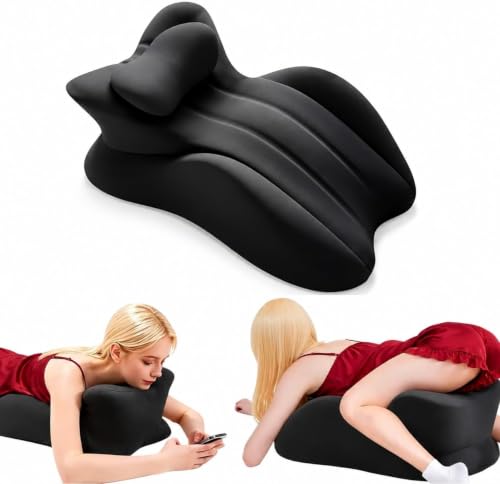 LEIOOQUN Intimacy Couples Pillow, 27° Ergonomic Memory Foam Wedge Pillow-Reading Reclining Positioning Support,Contoured Waist Neck Back Support Bed Rest-Removable Cover